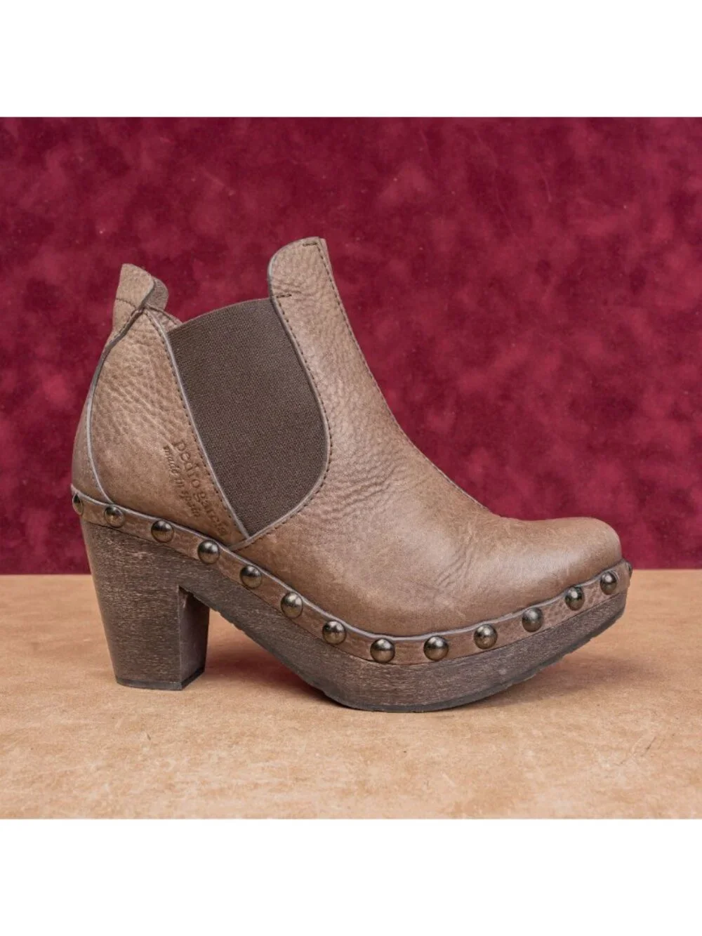 Pedro Garcia Women Brown Leather Studded Platform Chelsea Boots sz 6US EUR37